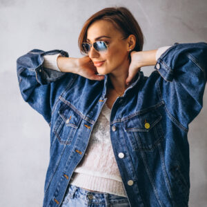 Denim Jean Top Jacket Sleeve Crop